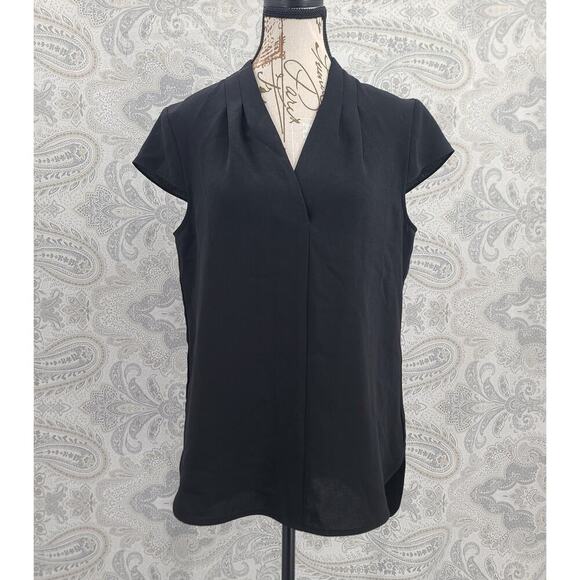 Dkny Tops - DKNY women's cap sleeve shoulder black blouse Size 6 Dark feminine Goth Office